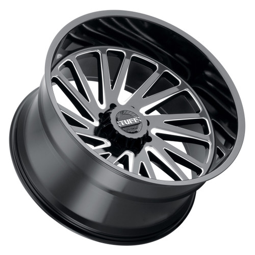 Tuff T2A 22x12 8x170 Gloss Black W/ Milled Spokes Wheel 22" -45mm Rim Tuff T2A 22x12 8x170 Gloss Black W/ Milled Spokes Wheel 22" -45mm Rim