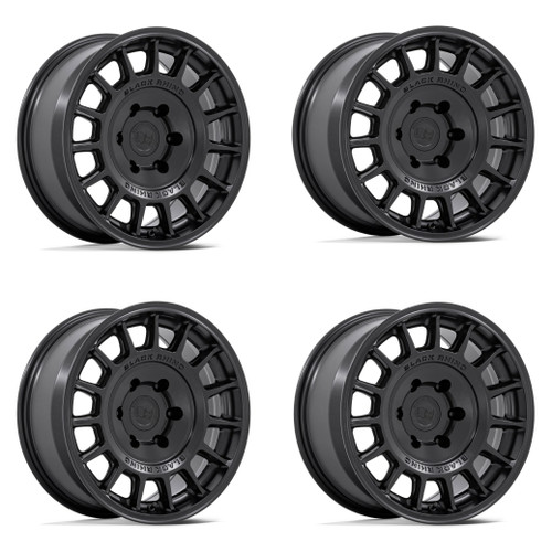 Set 4 Black Rhino BR015 Voll 17x8.5 Matte Black Wheels 5x5 17" 25mm For Jeep Rim