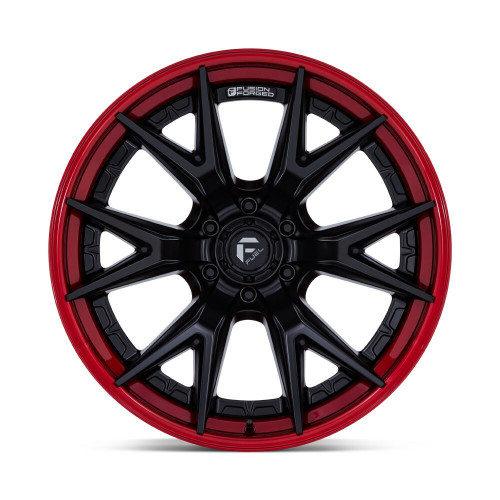 Fuel FC402 Catalyst 20x10 6x5.5 Matte Black Candy Red Lip 20" -18mm Lifted Wheel
