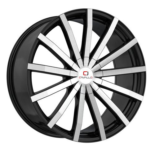 22" Cavallo CLV-52 Gloss Black Machined Wheel 22x8.5 5x4.5 5x120 38mm Rim