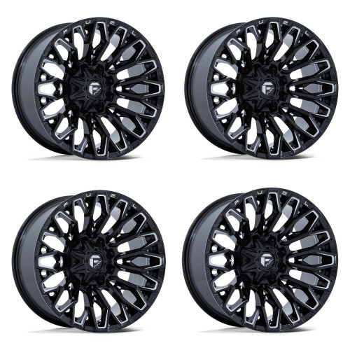 Set 4 Fuel FC865 Strike 20x10 8x180 Gloss Black Milled 20" -18mm Lifted Wheels