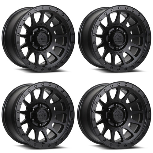 Set of 4 Lock Offroad Yosemite 17x9 6x5.5 0mm Matte Black Black Ring Truck Rims