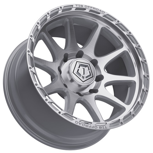 22" TIS 563BS Silver & Brushed Machined Face 22x10 Wheel 8x180 -19mm Lifted Rim