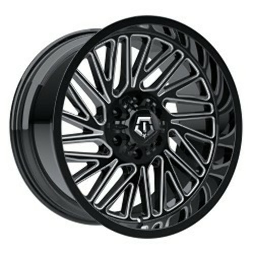 22" TIS 553BM Gloss Black Milled 22x10 Wheel 8x180 -12mm Lifted For Chevy GMC