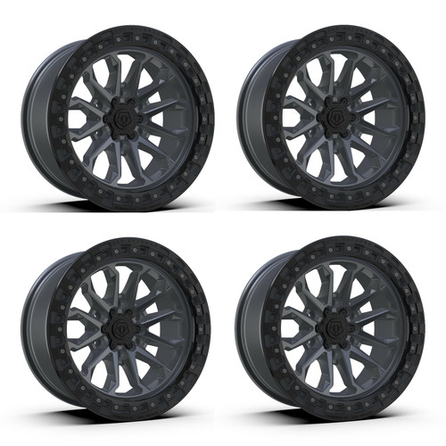 Set 4 17" TIS 556AB Satin Anthracite w/ Black Ring 17x9 Wheels 6x5.5 Rims 25mm