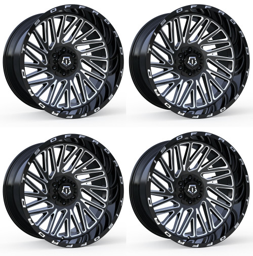 Set 4 20" TIS 553BM Gloss Black Milled 20x9 Wheels 6x5.5 6x135 00mm Truck Rims