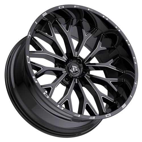 20" TIS 565BM Gloss Black Milled Accents 20x10 Wheel 6x135 -24mm Lifted Rim