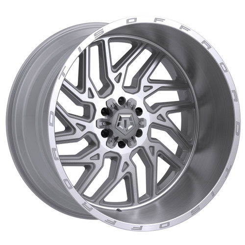 Set 4 22" TIS 544BSM Silver w/ Brushed Face & Lip 22x12 Wheel 8x6.5 Rim -44mm
