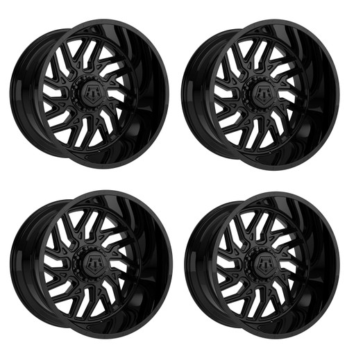 Set 4 22" TIS 544B Gloss Black 22x10 Wheels 5x5 5x5.5 -19mm Lifted Truck Rims