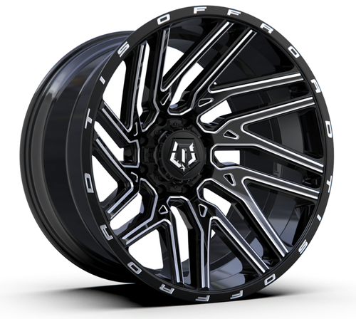 Set 4 20" TIS 554BM Gloss Black Milled 20x12 Wheels 8x170 -44mm Lifted For Ford