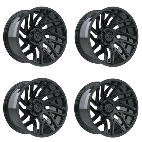 Set 4 20" TIS 554B Gloss Black 20x10 Wheels 8x6.5 -19mm Lifted 8 Lug Truck Rims