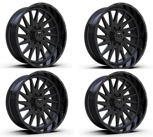 Set 4 24" TIS 547B Gloss Black 24x14 Wheels 6x5.5 -76mm Lifted For Chevy GMC Ram