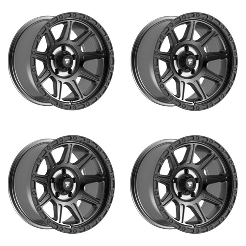 Set 4 20" Fittipaldi Wheels FT104AB 20x9 Satin Anthracite Black Lip 8x180 18mm