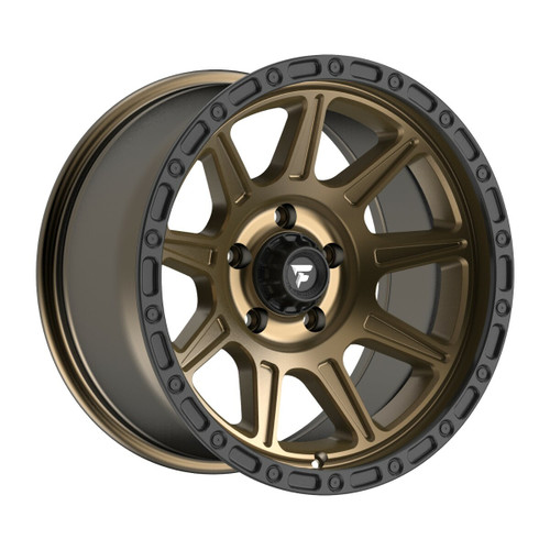 Set 4 20" Fittipaldi Wheels FT104ZB 20x9 Satin Bronze Black Lip 6x5.5 18mm Rims