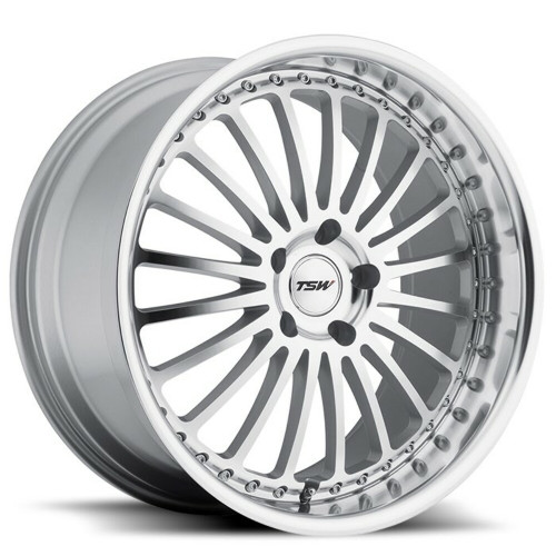 TSW Silverstone 22x9 5x120 Silver W/ Mirror Cut Face & Lip Wheel 22" 35mm Rim