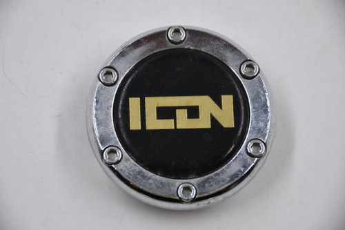 Icon Chrome w/Black&Gold Logo Wheel Center Cap Hub Cap MK-004(ICON) 2.51"