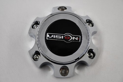 Vision Wheels Chrome w/Black,Red,Chrome Logo Wheel Center Cap Hub Cap C392-6C/VIS 5.375" Vision 392 Brutal 6 Lug