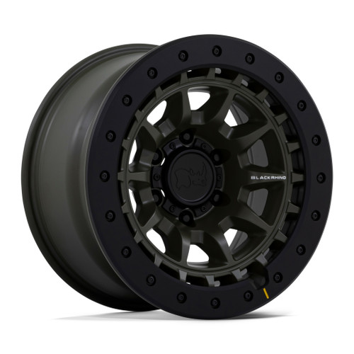 Set 4 Black Rhino BR016 Tusk 17x8.5 Olive Drab Green 5x5 17" -10mm Lifted Wheels