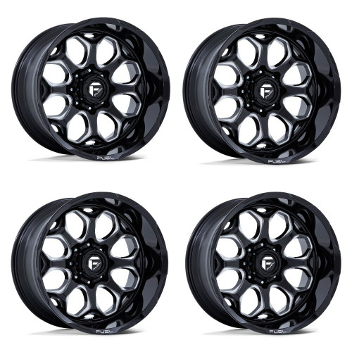 Set 4 Fuel FC862 Scepter 22x12 6x135 Gloss Black Milled Wheels 22" -44mm Rims