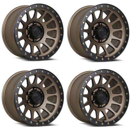Set 4 17" Lock Offroad Yosemite Desert Bronze Matte Black Ring 17x9 5x5 0mm Rims