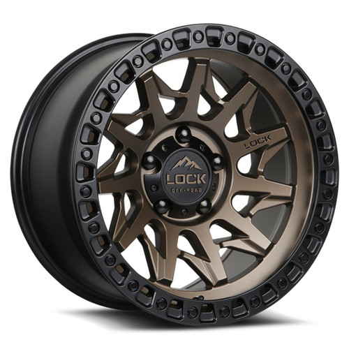 18" Lock Offroad Lunatic Matte Bronze Matte Black Ring 18x9 Wheel 5x5 -12mm Rim