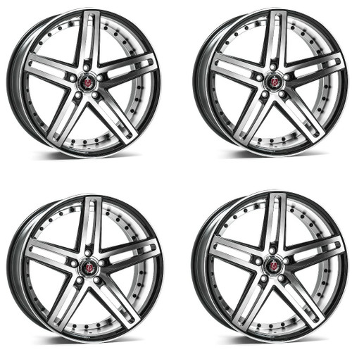 Set 4 22" Axe Wheels EX20 Black Polished Face 22x9 Wheels 5x5 20mm For Jeep Rims