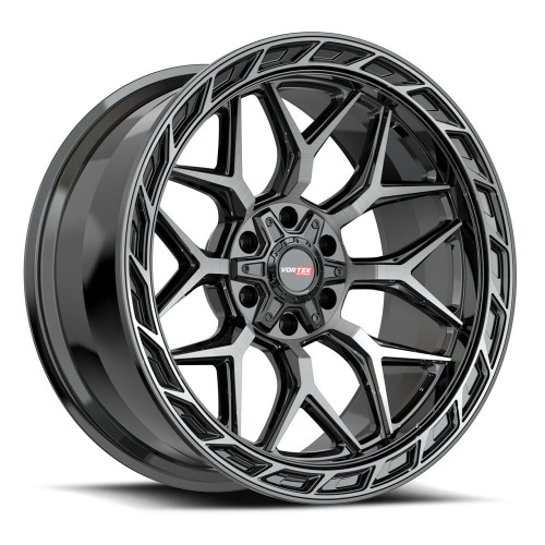 20" Vortek Black Diamond Cut Dark Tint VRP-504 20x9 Wheel 6x135 6x5.5 18mm Rim