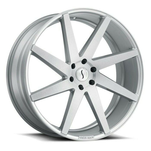 24" Status Brute 24x9.5 Silver W/ Brushed Machined Face 6x5.5 Wheel 15mm Rim