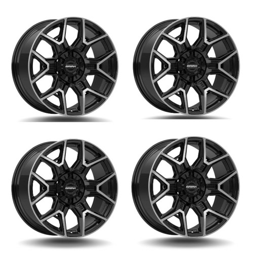 Set 4 22" Brink Wheels B206 Insurgent Machined Black 22x10 6x5.5 6x135 12mm Rims
