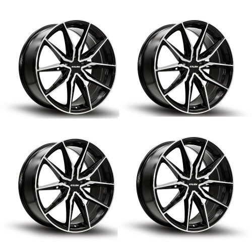 Set 4 18" Kalon Wheels Cypher 102 Gloss Black Machined Face 18x8 5x112 35mm Rims