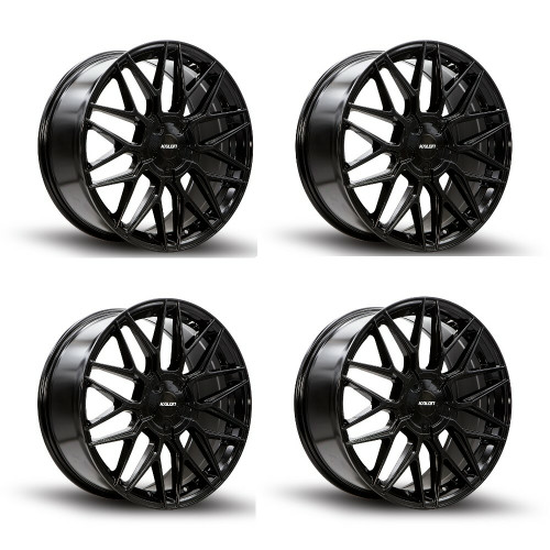 Set 4 16" Kalon Wheels Blitz 203 Gloss Black 16x7 Wheels 5x108 5x115 42mm Rims