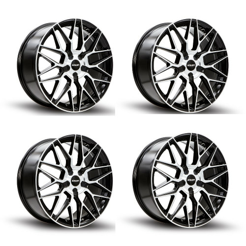 Set 4 16" Kalon Wheels Blitz 203 Black Machined Face 16x7 5x112 5x120 42mm Rims