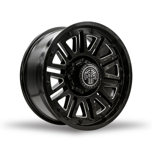 Set 4 20" Thret Offroad Storm 701 Gloss Black Milled 20x9 Wheels 5x5 -12mm Rims
