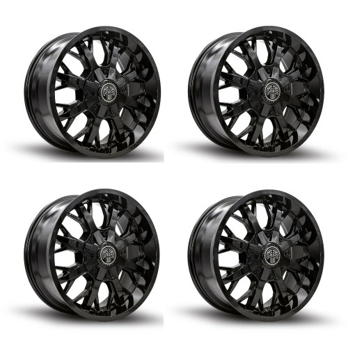Set 4 20" Thret Offroad Vulcan 801 Gloss Black 20x9 Wheels 5x5 5x5.5 0mm Rims