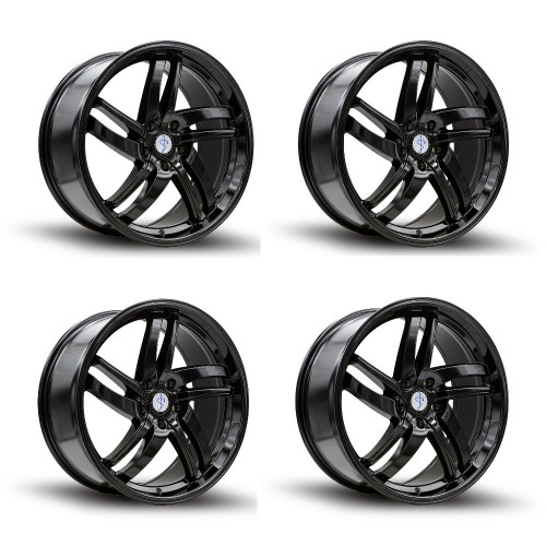 Set 4 20" Sapphire Luxury Alloys SX01-01 Gloss Black 20x9 Wheels 5x4.5 35mm Rims