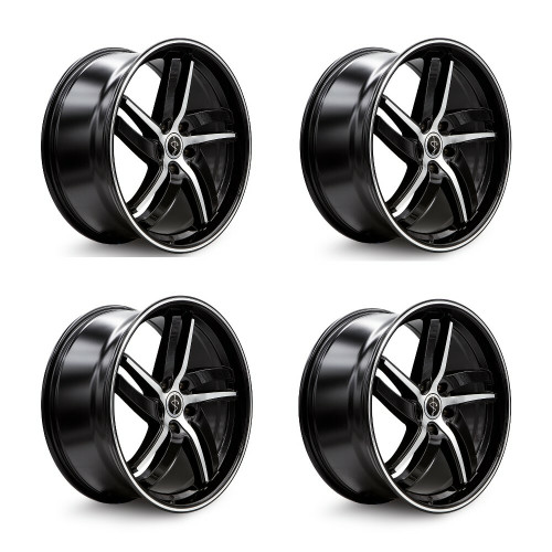 Set 4 20" Sapphire Luxury Alloys SX01-01 Black Machined 20x9 Wheels 5x4.5 35mm