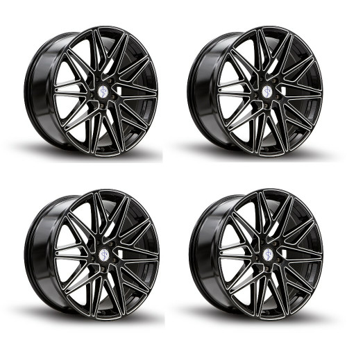 Set 4 20" Sapphire Luxury Alloys SX05-05 Gloss Black Milled 20x9 5x120 35mm Rims