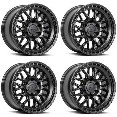 Set 4 17" Lock Offroad Onyx Matte Black Matte Black Ring 17x9 Wheels 6x5.5 1mm