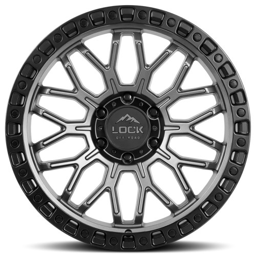 17" Lock Offroad Combat Matte Grey W Matte Black Ring 17x9 Wheel 6x5.5 1 Rim