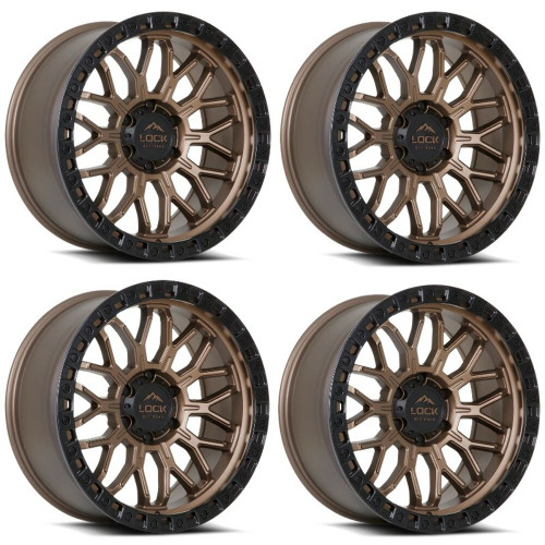 Set 4 17" Lock Offroad Combat Matte Bronze Black Ring 17x9 Wheels 6x5.5 -12mm Set 4 17" Lock Offroad Combat Matte Bronze Black Ring 17x9 Wheels 6x5.5 -12mm