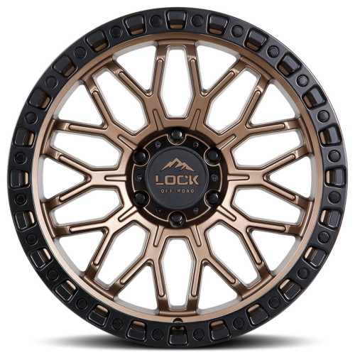 17" Lock Offroad Combat Matte Bronze W Matte Black Ring 17x9 Wheel 5x5 1 Rim