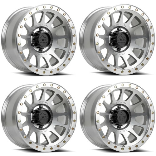 Set 4 17" Lock Offroad Yosemite Machine Clear Coat 17x9 Wheels 6x5.5 0mm Rims