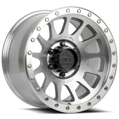 Set 4 17" Lock Offroad Yosemite Machine Clear Coat 17x9 Wheels 6x5.5 0mm Rims