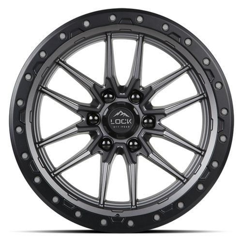 20" Lock Offroad Krawler Matte Grey Matte Black Ring 20x10 Wheel 8x170 -18mm Rim
