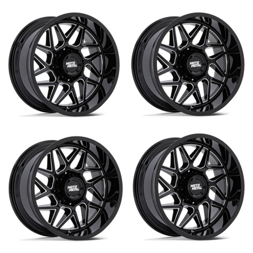 Set 4 20" Moto Metal MO812 Turbine Gloss Black Milled 20x10 Wheels 8x170 -18mm