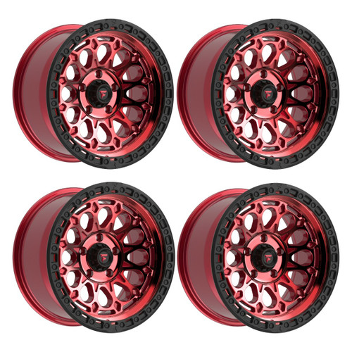 Set 4 18" Fittipaldi Offroad FT101RTB Red Machined Black Lip 18x9 Wheels 5x5 0mm