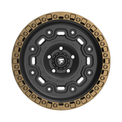 18" Fittipaldi Offroad FT100BZ Satin Black Bronze Ring 18x9 Wheel 6x5.5 18mm Rim