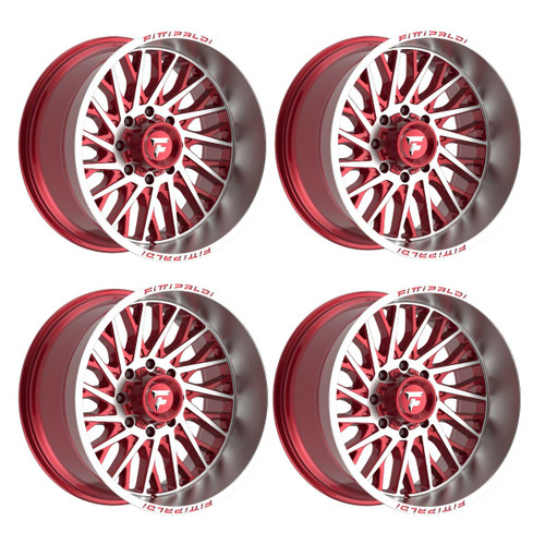 Set 4 22" Fittipaldi Offroad FA08MR Red Machine Face Lip 22x12 5x5.5 5x150 -44mm