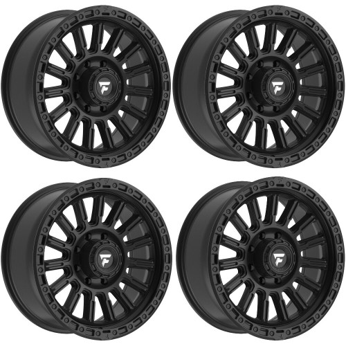 Set 4 17" Fittipaldi Offroad FT106SB Satin Black 17x9 Wheels 6x135 -12mm Rims