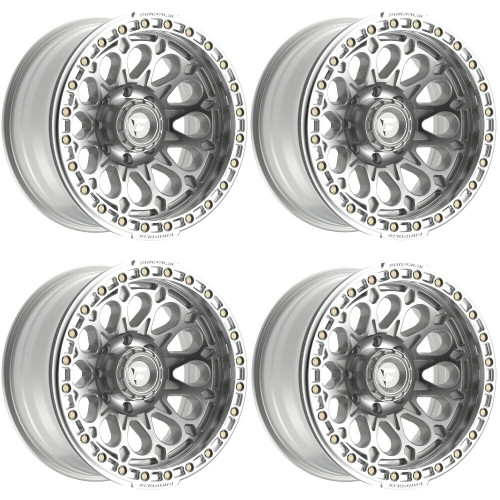 Set 4 20" Fittipaldi Offroad FB153M Gloss Silver Machined & Ring 20x10 8x6.5 -38mm